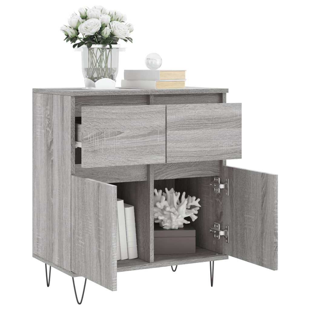Dressoir 60X35X70 Cm Bewerkt Hout Eikenkleurig Grijs sonoma