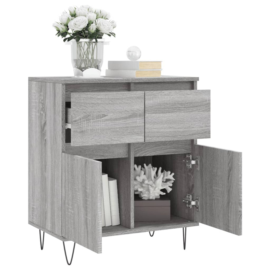 Dressoir 60X35X70 Cm Bewerkt Hout Eikenkleurig Grijs sonoma