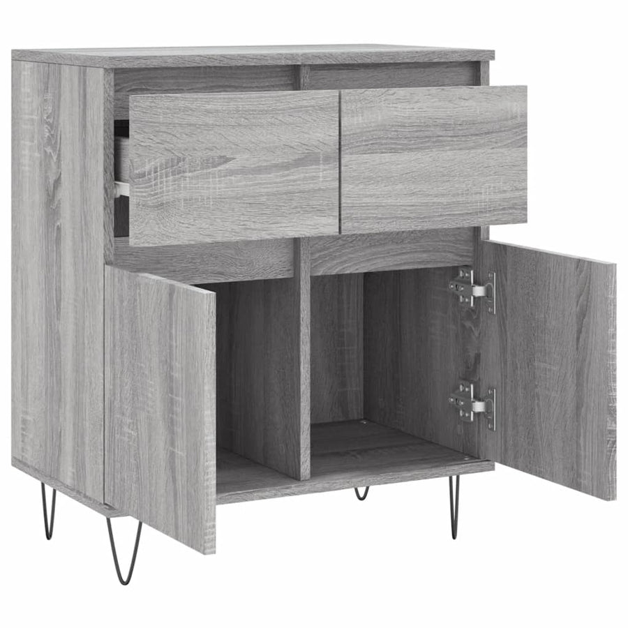 Dressoir 60X35X70 Cm Bewerkt Hout Eikenkleurig Grijs sonoma