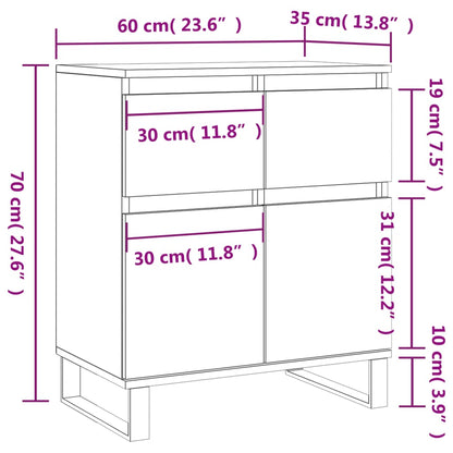 Dressoir 60X35X70 Cm Bewerkt Hout Wit