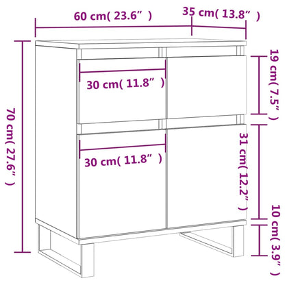 Dressoir 60X35X70 Cm Bewerkt Hout Kleurig Gerookt eiken
