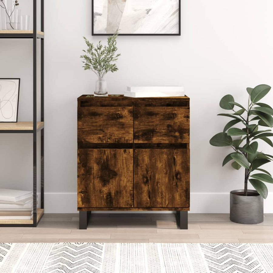 Dressoir 60X35X70 Cm Bewerkt Hout Kleurig Gerookt eiken