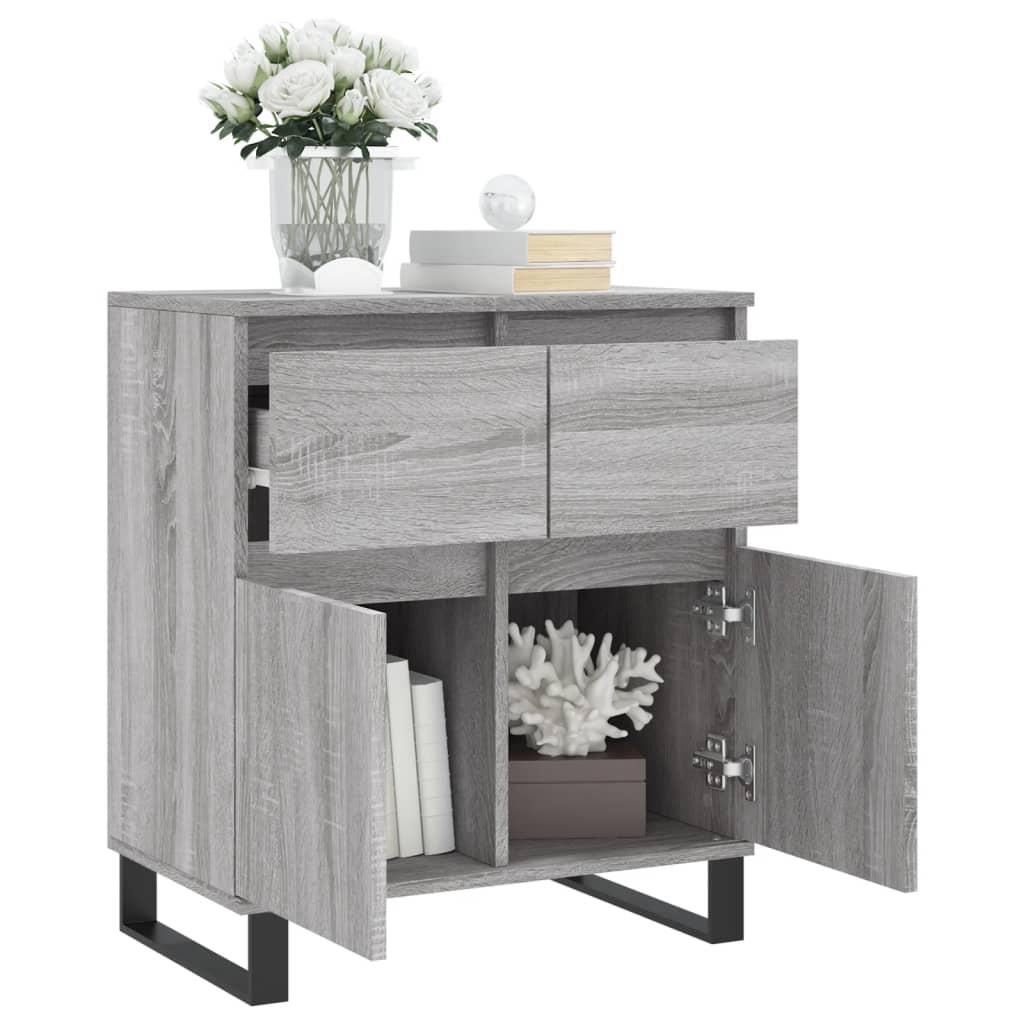 Dressoir 60x35x70 cm bewerkt hout grijs sonoma eikenkleurig