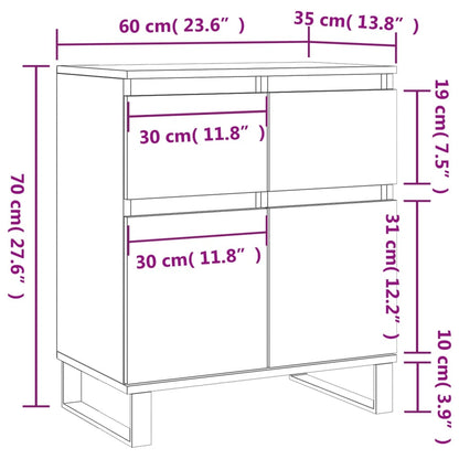 Dressoir 60x35x70 cm bewerkt hout grijs sonoma eikenkleurig