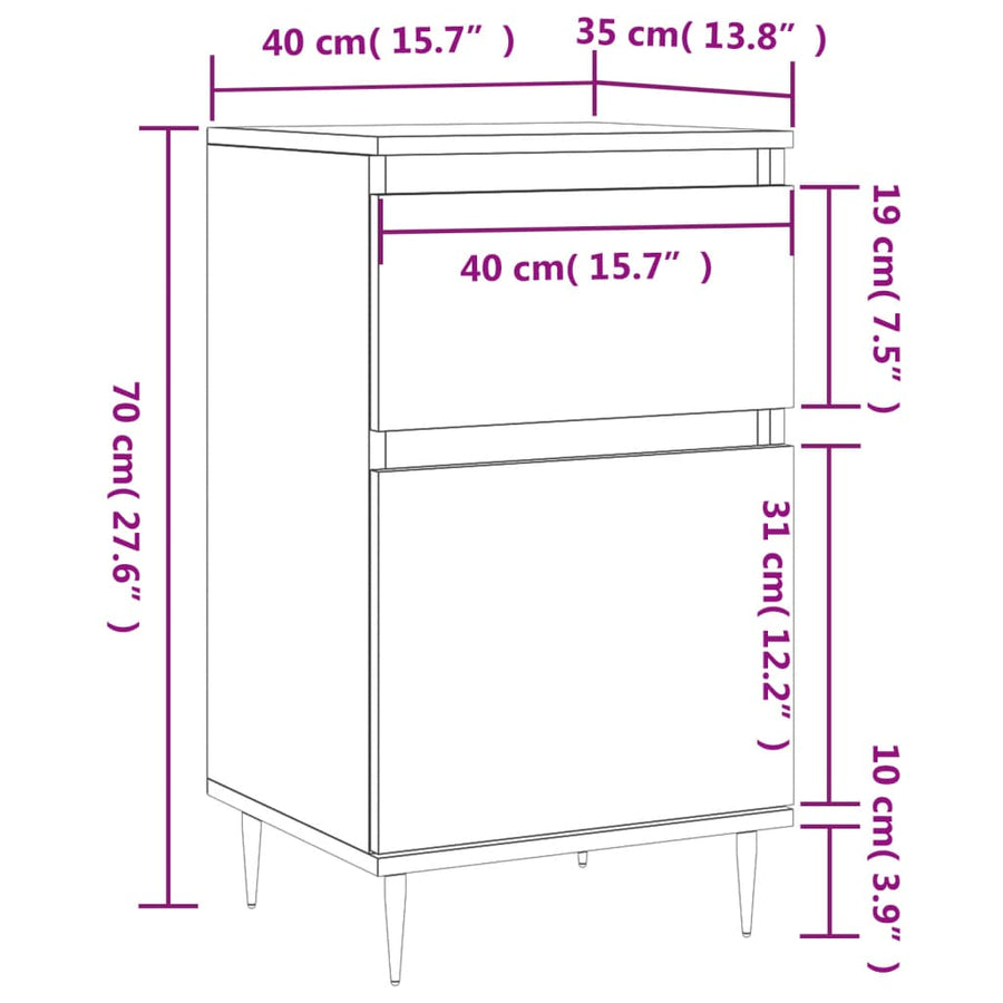 Dressoir 40X35X70 Cm Bewerkt Hout Sonoma Eikenkleurig