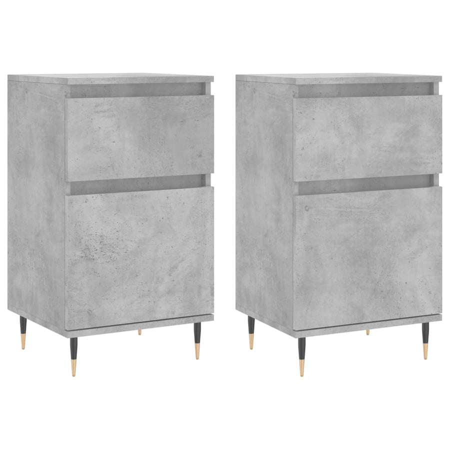 Dressoirs 2 St 40X35X70 Cm Bewerkt Hout Betongrijs