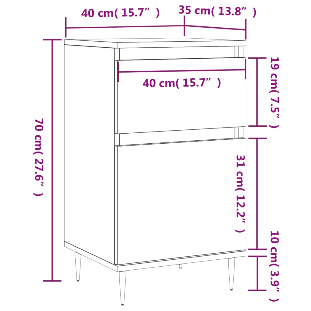 Dressoir 40X35X70 Cm Bewerkt Hout Gerookt Eikenkleurig