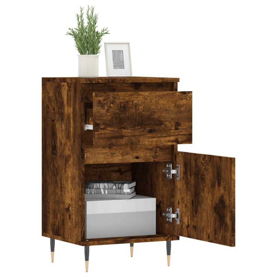 Dressoir 40X35X70 Cm Bewerkt Hout Gerookt Eikenkleurig