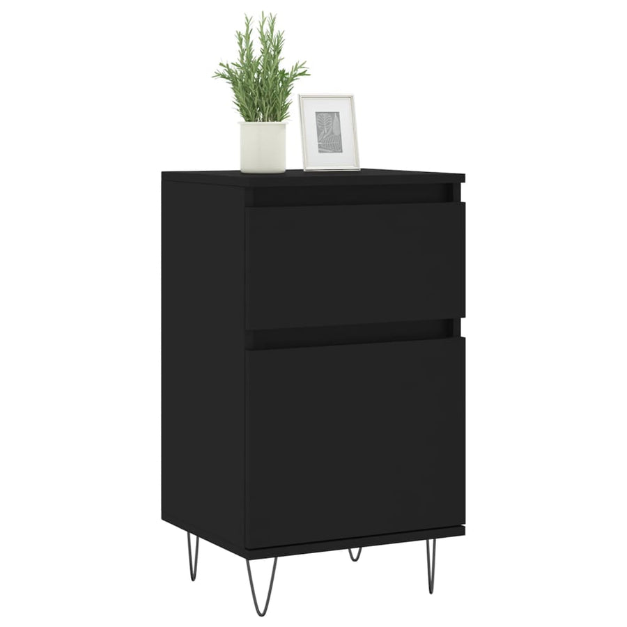 Dressoirs 2 St 40X35X70 Cm Bewerkt Hout Zwart