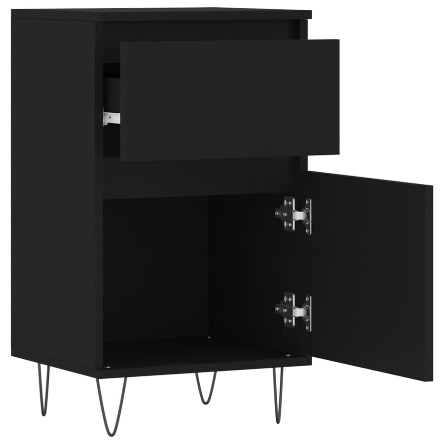 Dressoirs 2 St 40X35X70 Cm Bewerkt Hout Zwart