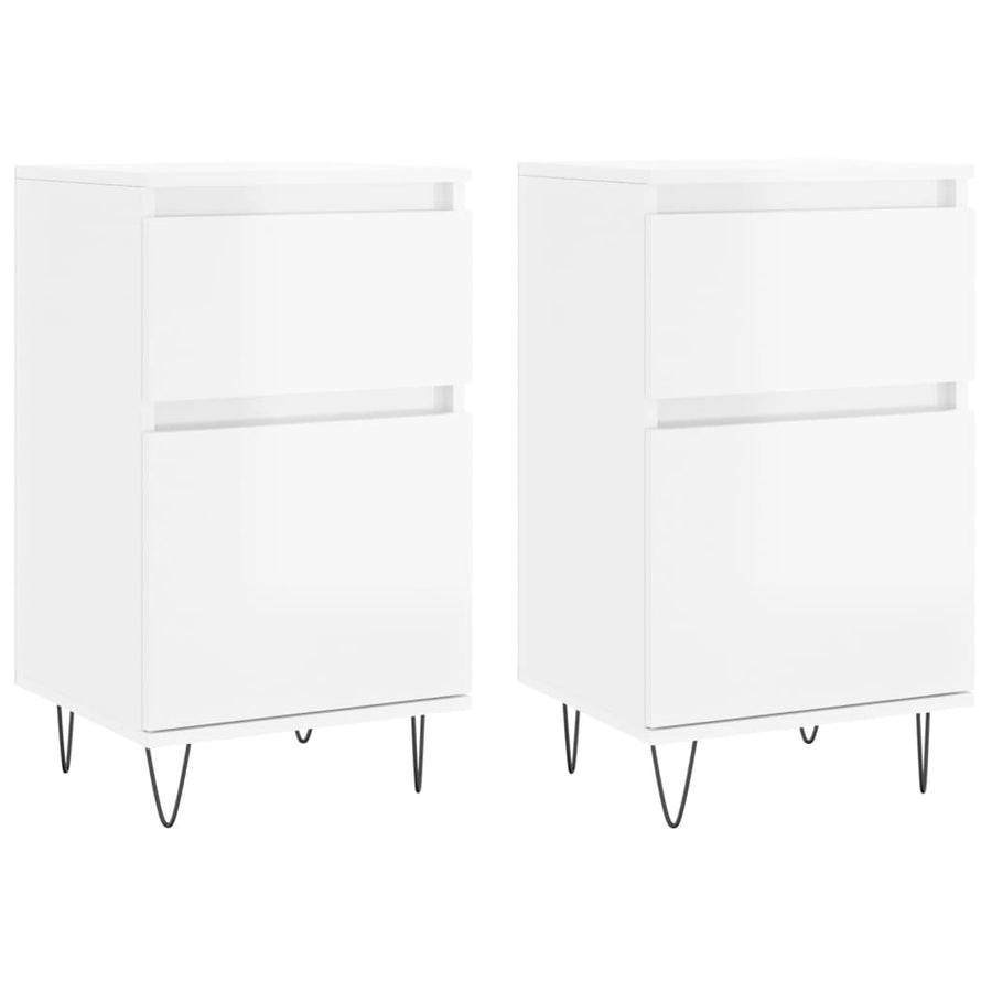 Dressoirs 2 St 40X35X70 Cm Bewerkt Hout Hoogglans Wit