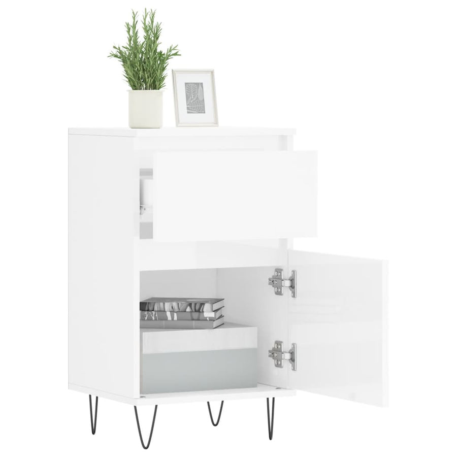 Dressoirs 2 St 40X35X70 Cm Bewerkt Hout Hoogglans Wit