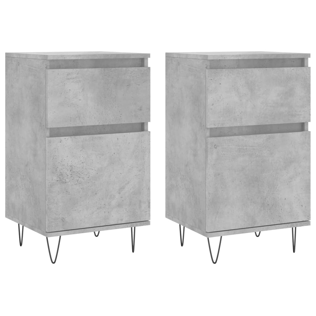 Dressoirs 2 St 40X35X70 Cm Bewerkt Hout Betongrijs