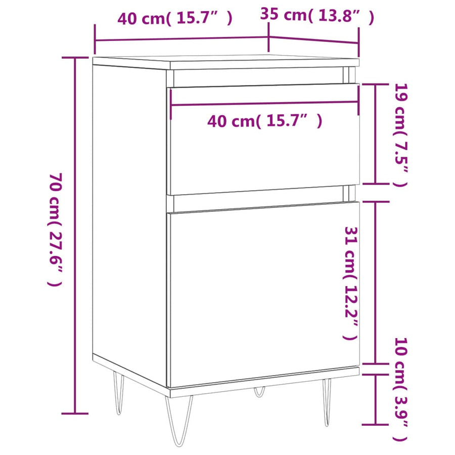 Dressoir 40X35X70 Cm Bewerkt Hout Kleurig 1 Gerookt eiken
