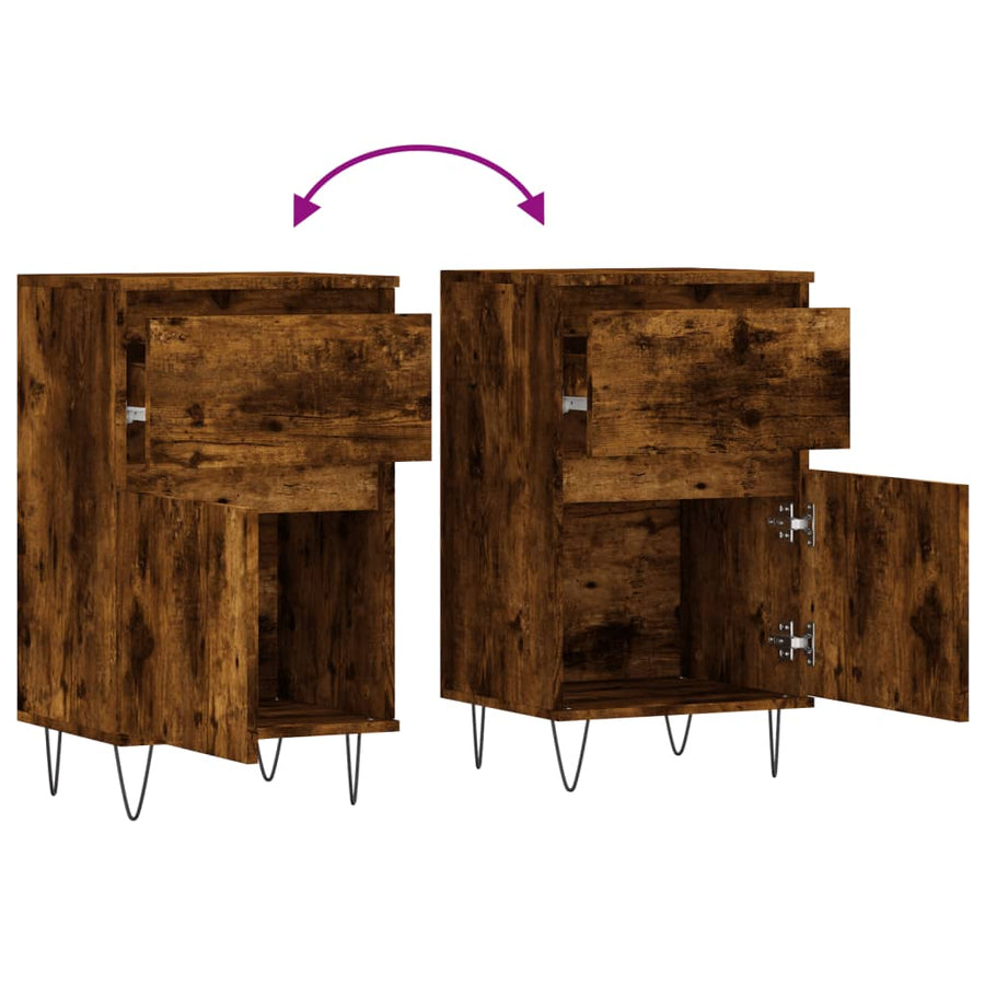 Dressoir 40X35X70 Cm Bewerkt Hout Kleurig 1 Gerookt eiken