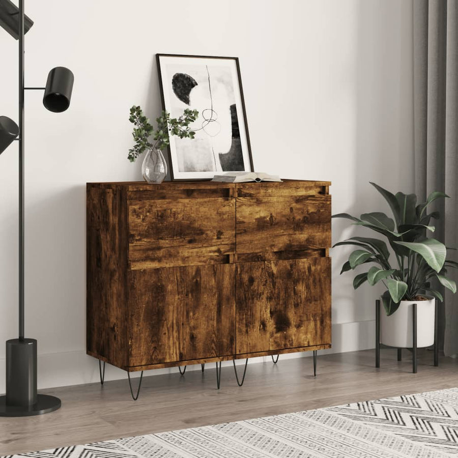 Dressoirs 2 St 40X35X70 Cm Bewerkt Hout Gerookt Eikenkleurig