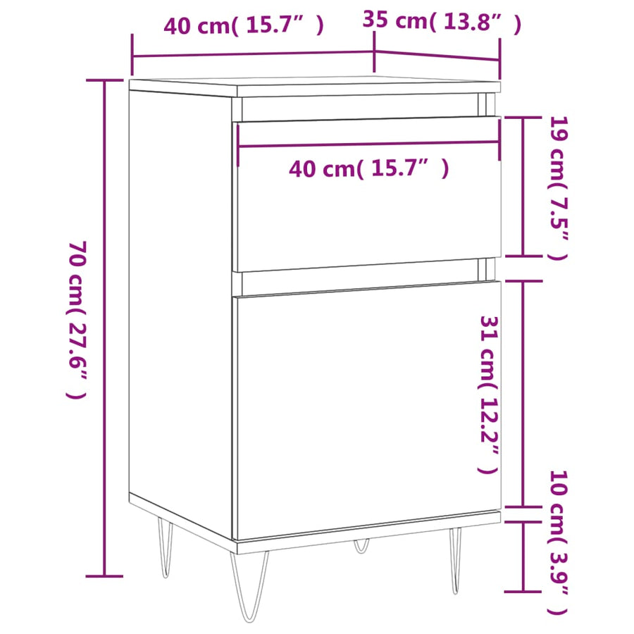 Dressoir 40X35X70 Cm Bewerkt Hout 1 Grijs sonoma