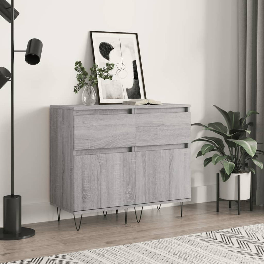Dressoirs 2 St 40X35X70 Cm Bewerkt Hout Grijs Sonoma