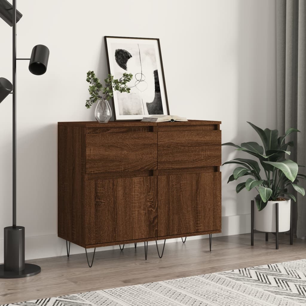 Dressoirs 2 St 40X35X70 Cm Bewerkt Hout Bruin Eikenkleur