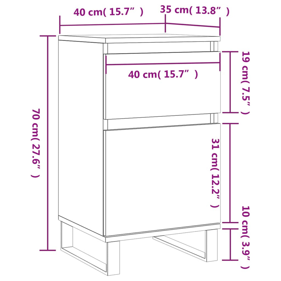 Dressoir 40X35X70 Cm Bewerkt Hout Wit