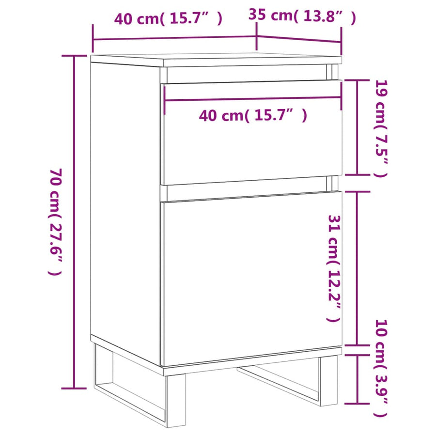 Dressoir 40X35X70 Cm Bewerkt Hout Gerookt Eikenkleurig