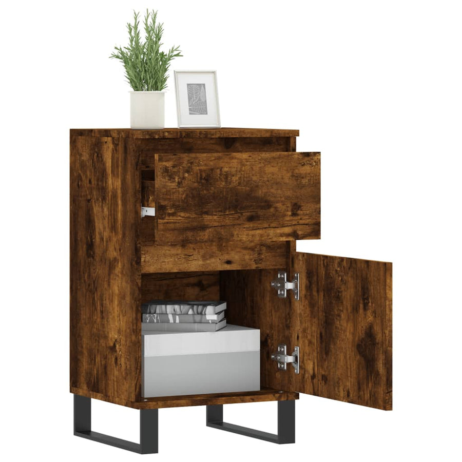 Dressoir 40X35X70 Cm Bewerkt Hout Gerookt Eikenkleurig