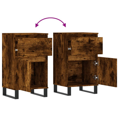 Dressoir 40X35X70 Cm Bewerkt Hout Gerookt Eikenkleurig