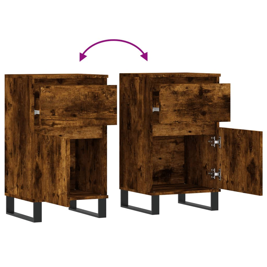 Dressoir 40X35X70 Cm Bewerkt Hout Gerookt Eikenkleurig