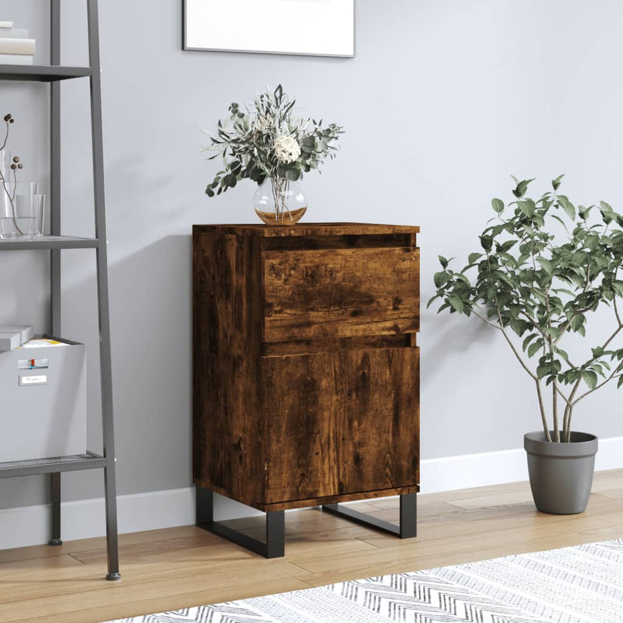 Dressoir 40X35X70 Cm Bewerkt Hout Gerookt Eikenkleurig