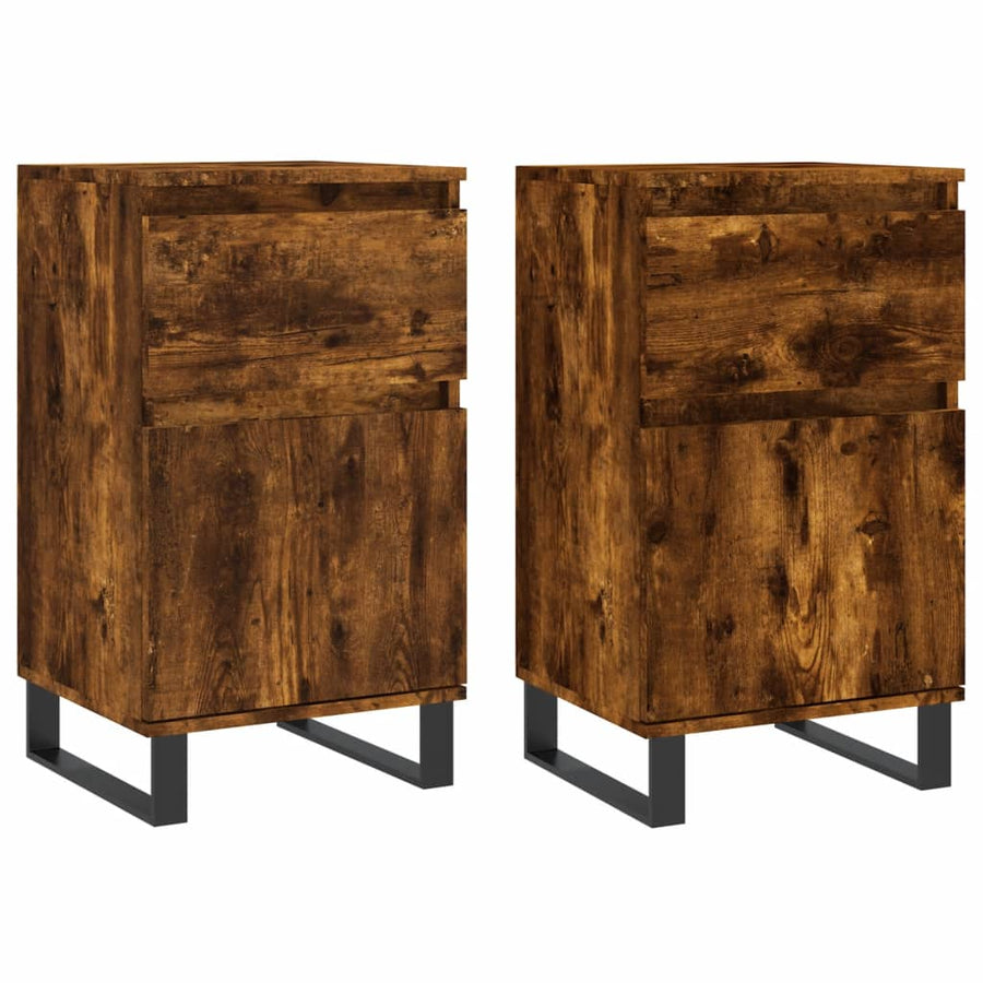 Dressoirs 2 St 40X35X70 Cm Bewerkt Hout Gerookt Eikenkleurig