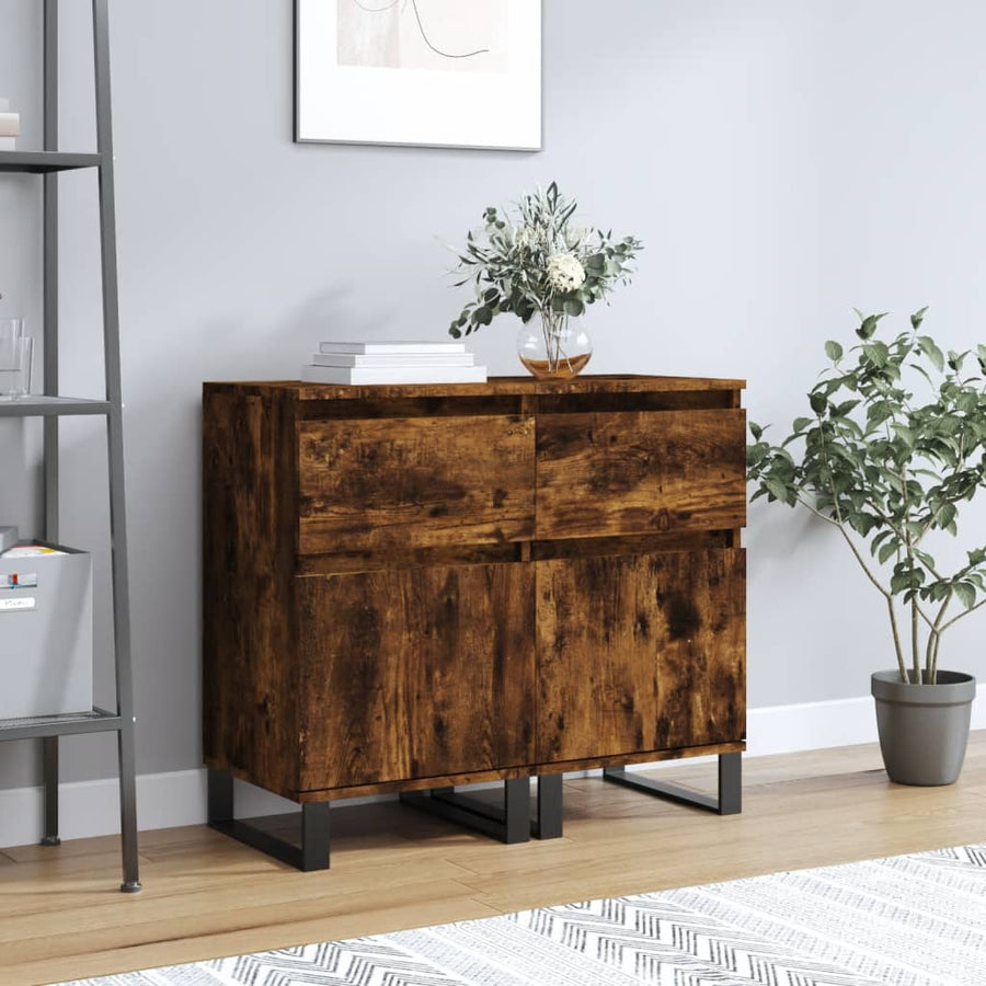 Dressoirs 2 St 40X35X70 Cm Bewerkt Hout Gerookt Eikenkleurig