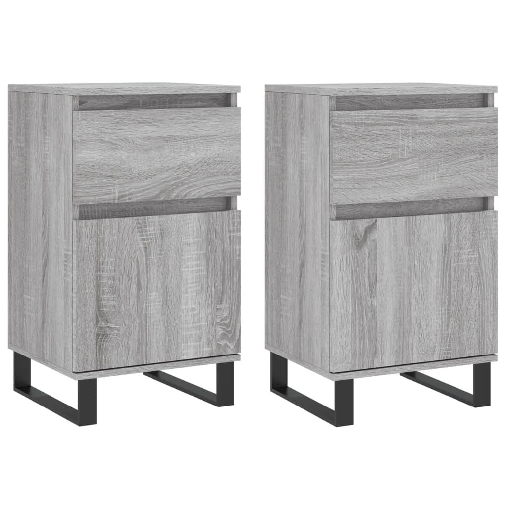Dressoirs 2 St 40X35X70 Cm Bewerkt Hout Grijs Sonoma