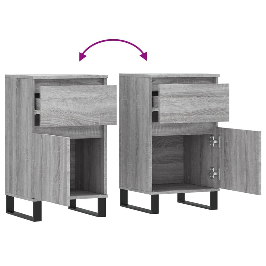Dressoirs 2 St 40X35X70 Cm Bewerkt Hout Grijs Sonoma