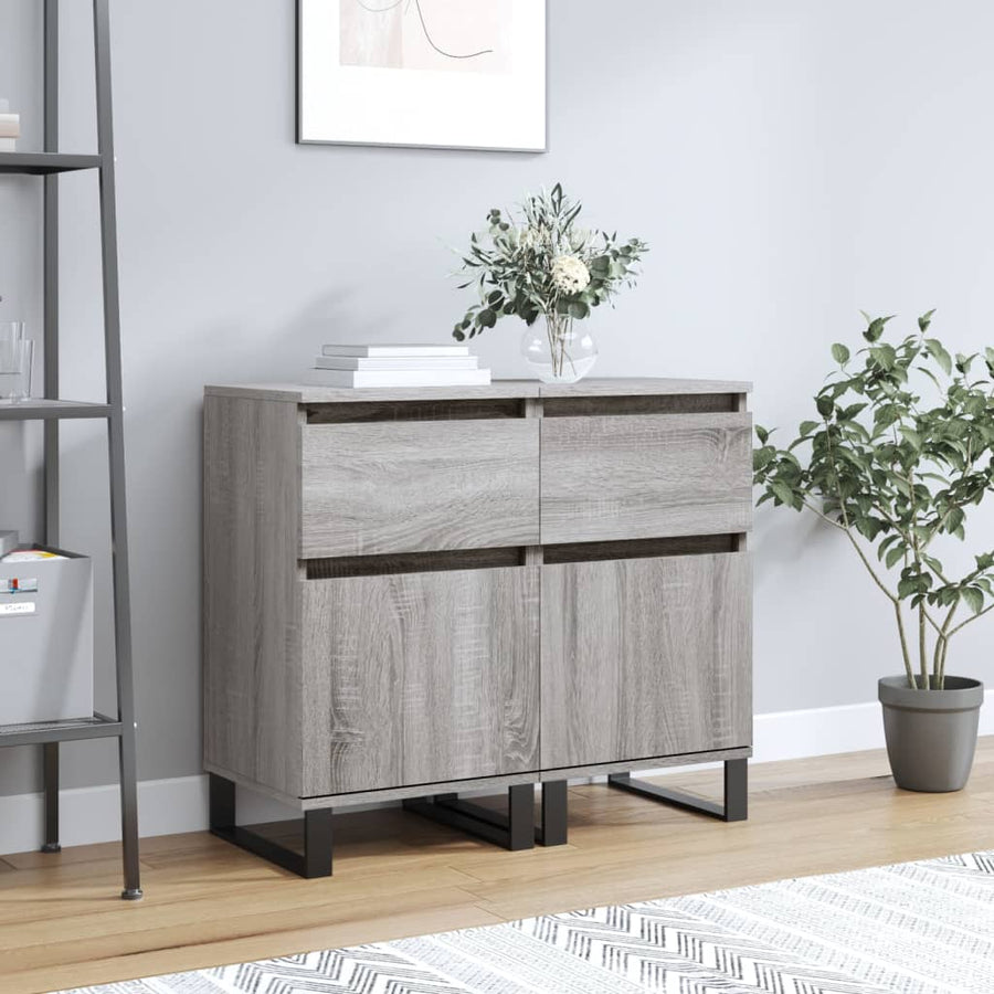 Dressoirs 2 St 40X35X70 Cm Bewerkt Hout Grijs Sonoma