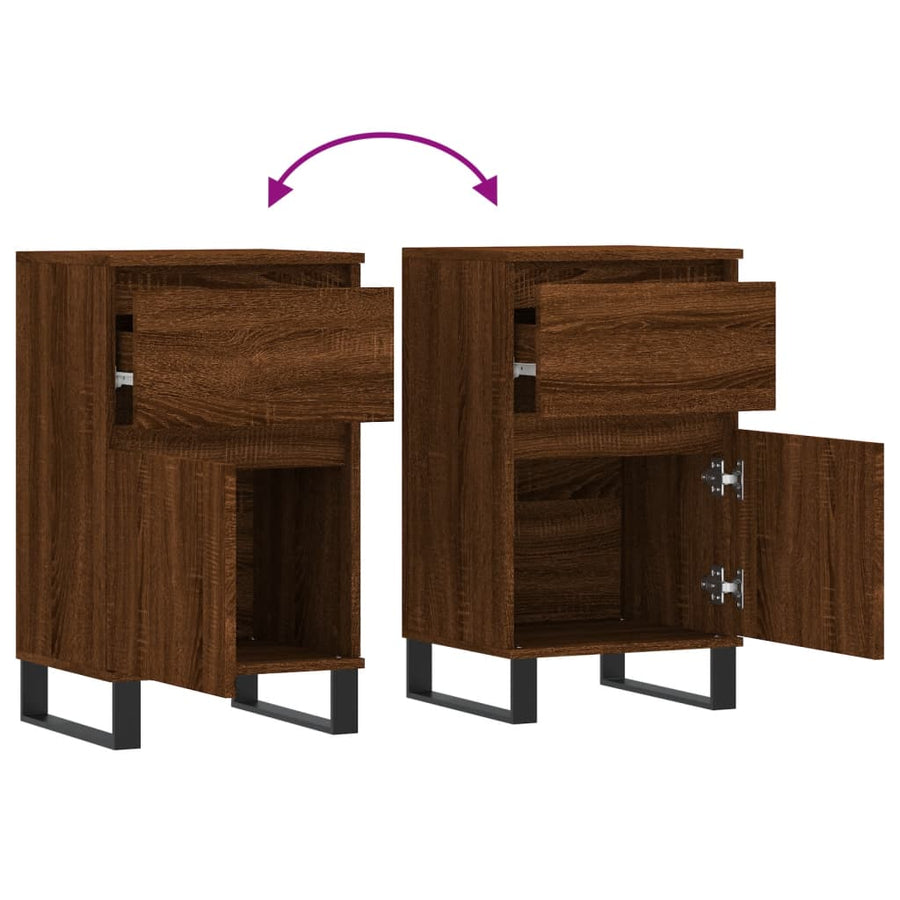 Dressoirs 2 St 40X35X70 Cm Bewerkt Hout Bruin Eikenkleur