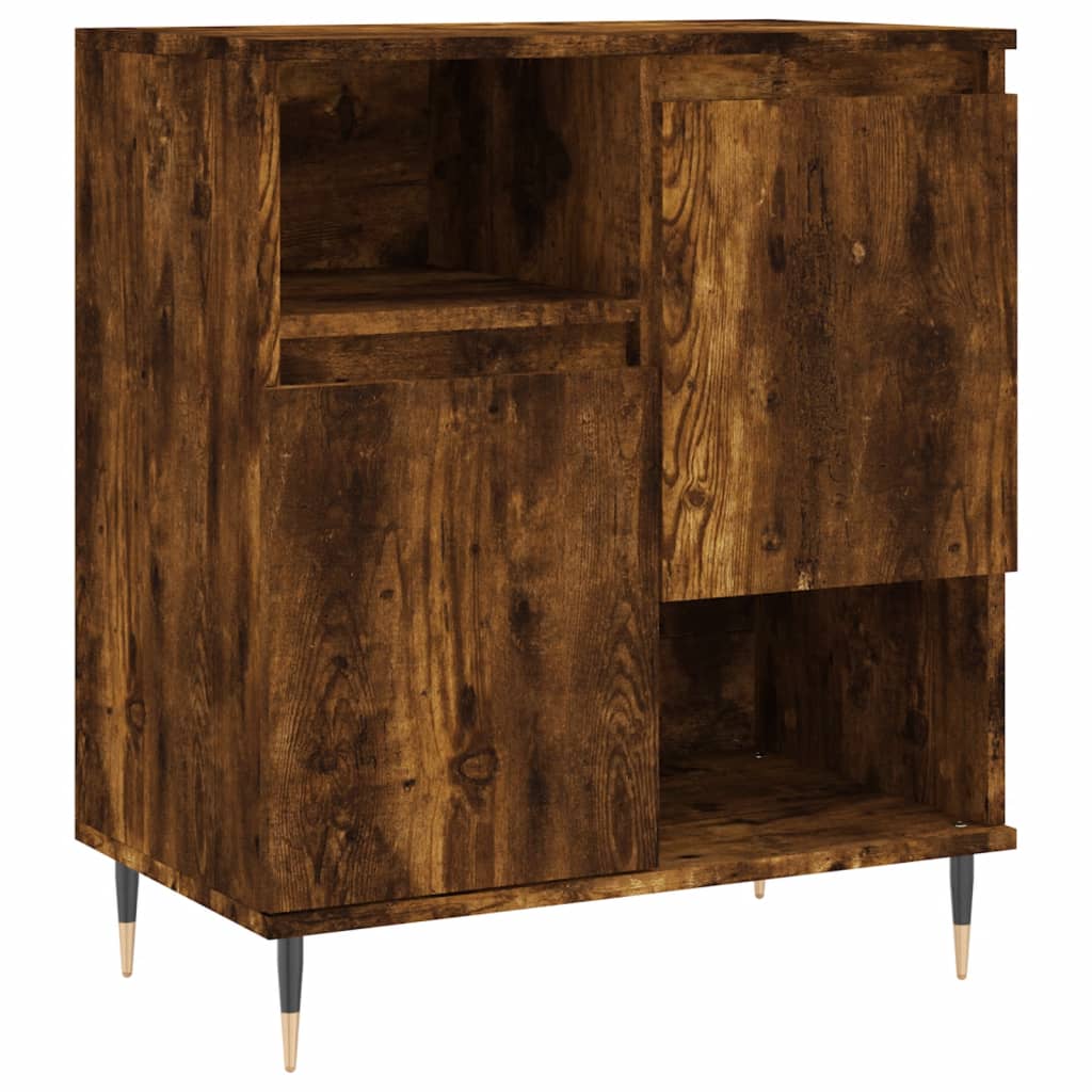 Dressoir 60X35X70 Cm Bewerkt Hout Gerookt Eikenkleurig