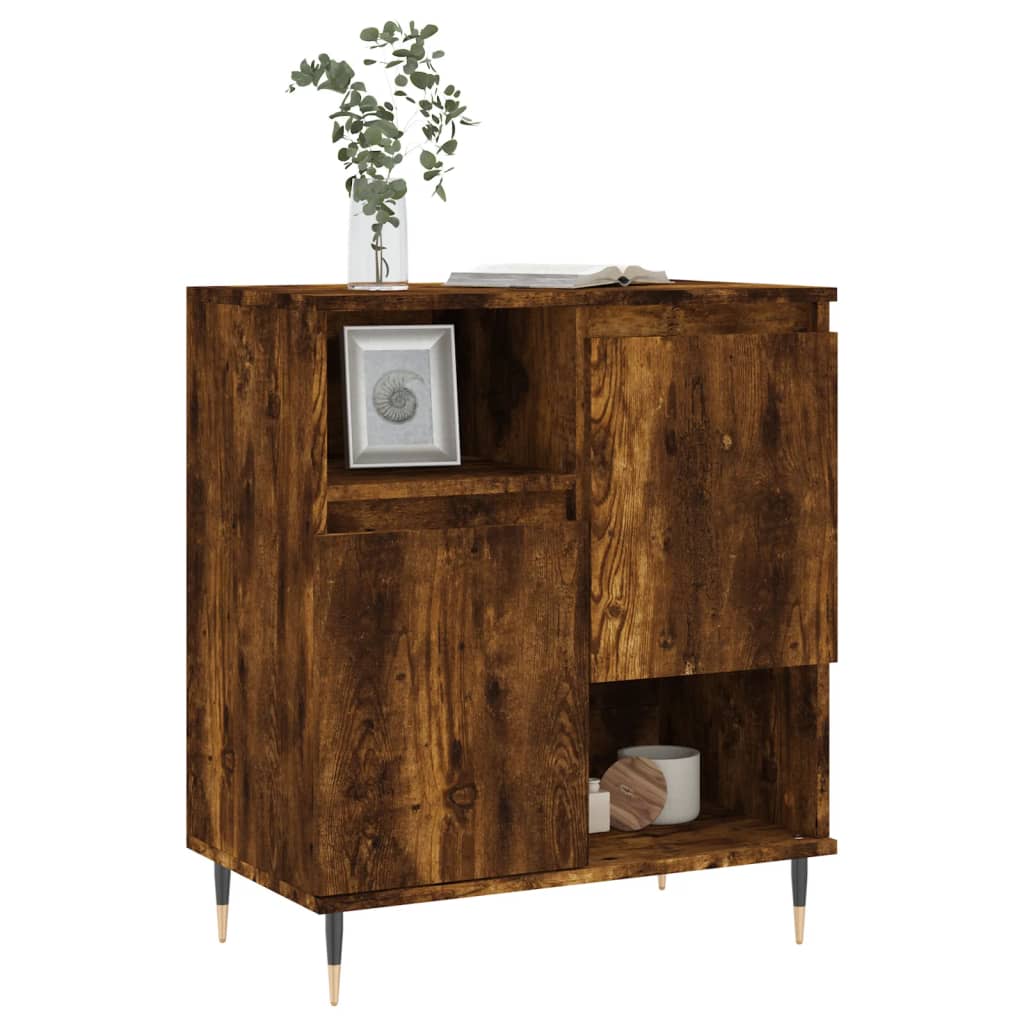 Dressoir 60X35X70 Cm Bewerkt Hout Gerookt Eikenkleurig
