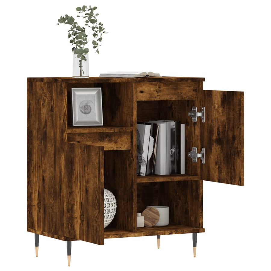Dressoir 60X35X70 Cm Bewerkt Hout Gerookt Eikenkleurig