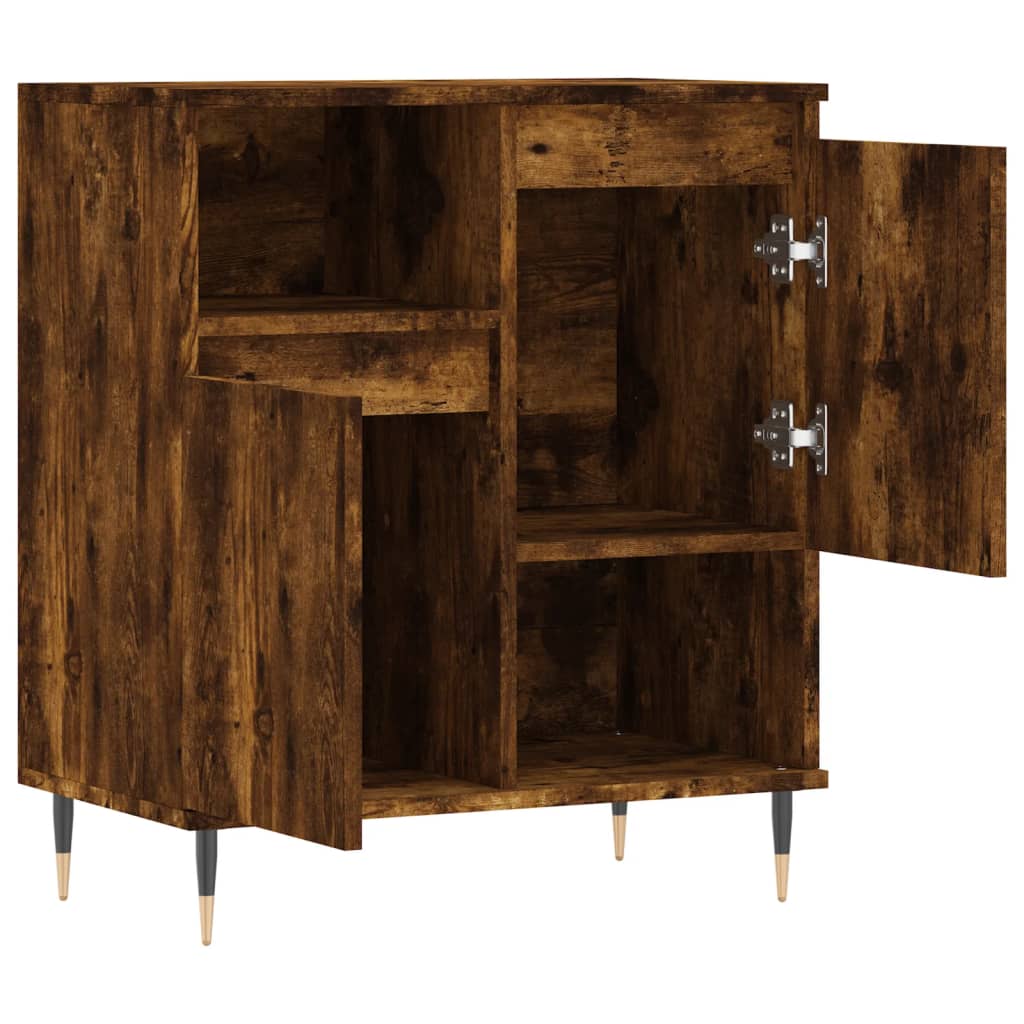 Dressoir 60X35X70 Cm Bewerkt Hout Gerookt Eikenkleurig