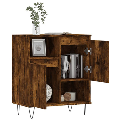 Dressoir 60X35X70 Cm Bewerkt Hout Gerookt Eikenkleurig