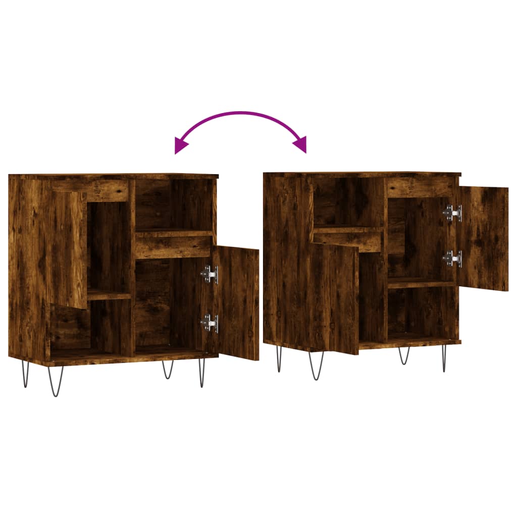 Dressoir 60X35X70 Cm Bewerkt Hout Gerookt Eikenkleurig