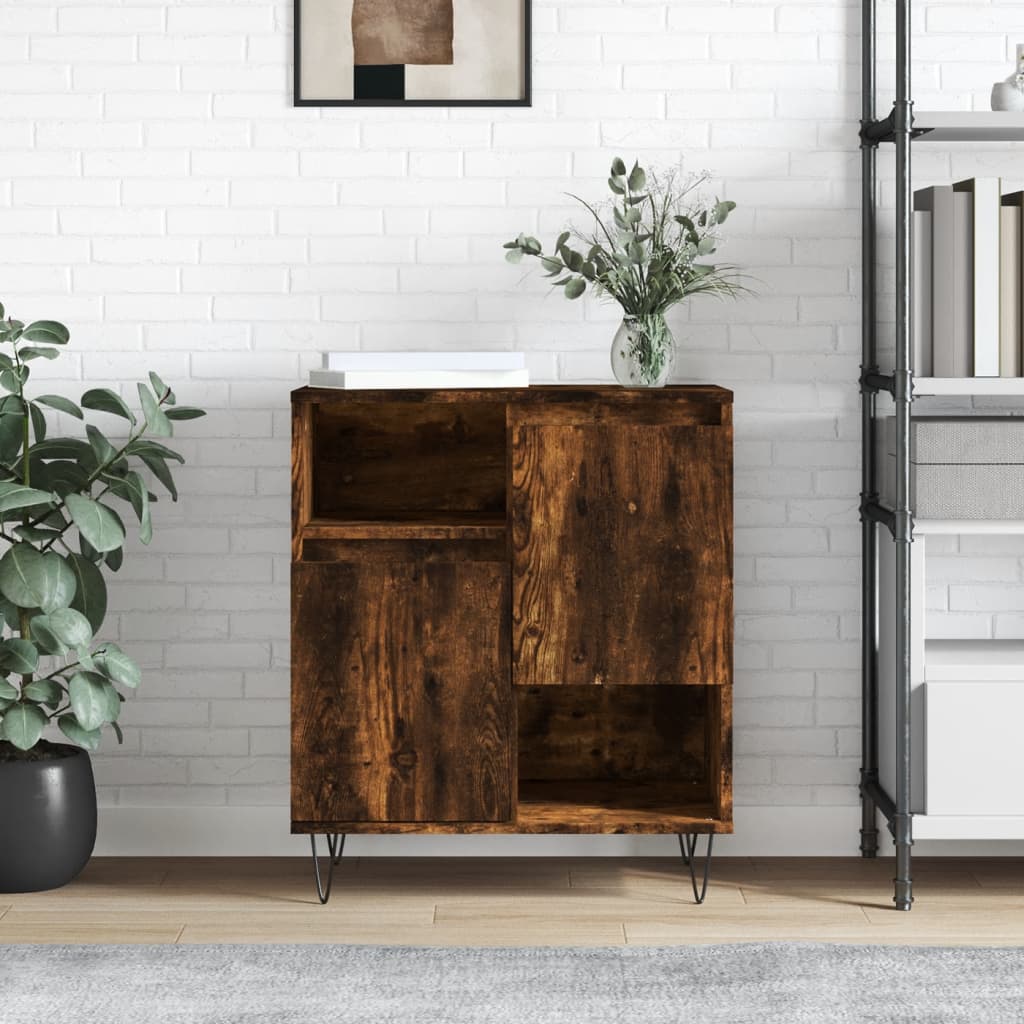 Dressoir 60X35X70 Cm Bewerkt Hout Gerookt Eikenkleurig