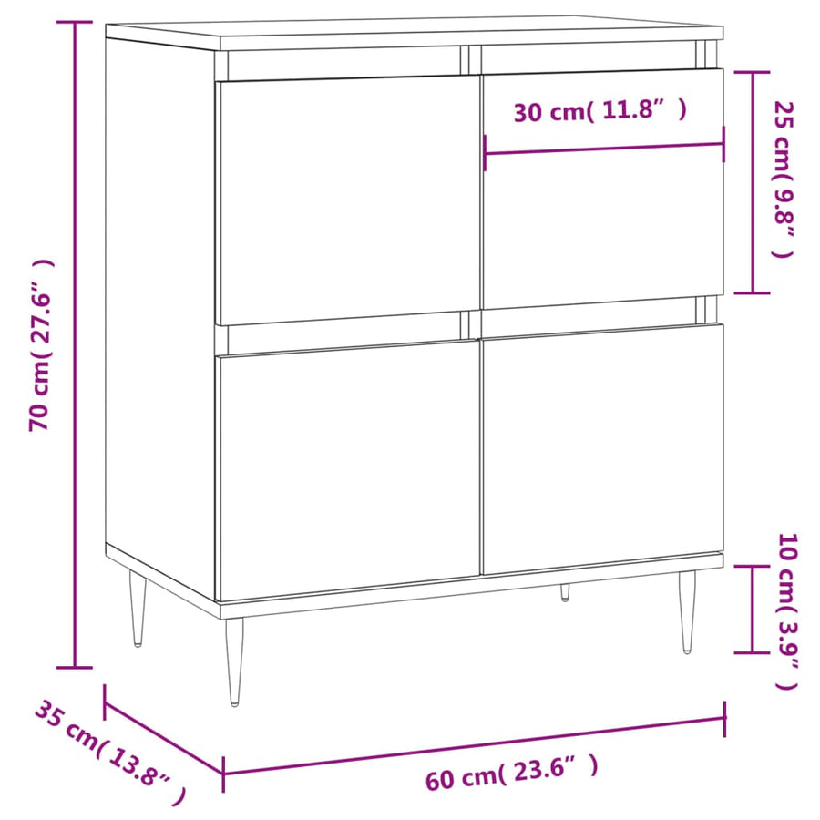 Dressoir 60X35X70 Cm Bewerkt Hout Wit