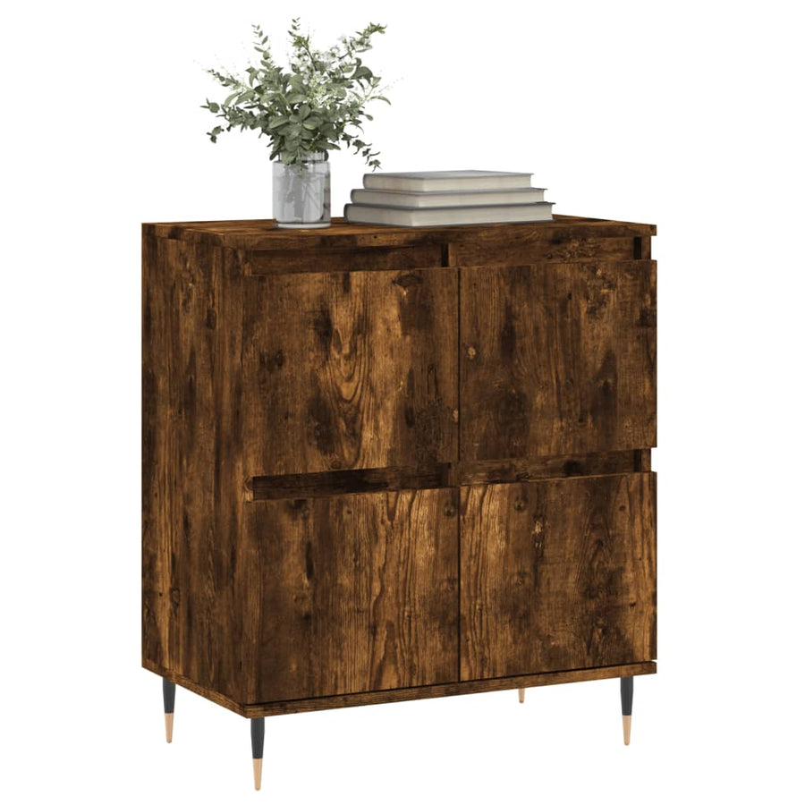 Dressoir 60X35X70 Cm Bewerkt Hout Gerookt Eikenkleurig