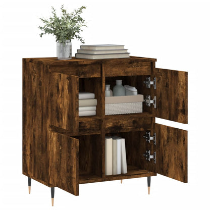 Dressoir 60X35X70 Cm Bewerkt Hout Gerookt Eikenkleurig