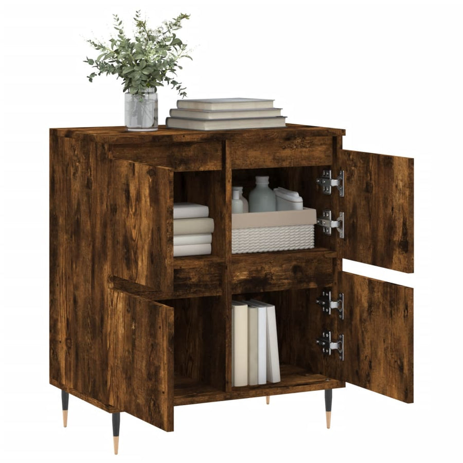 Dressoir 60X35X70 Cm Bewerkt Hout Gerookt Eikenkleurig