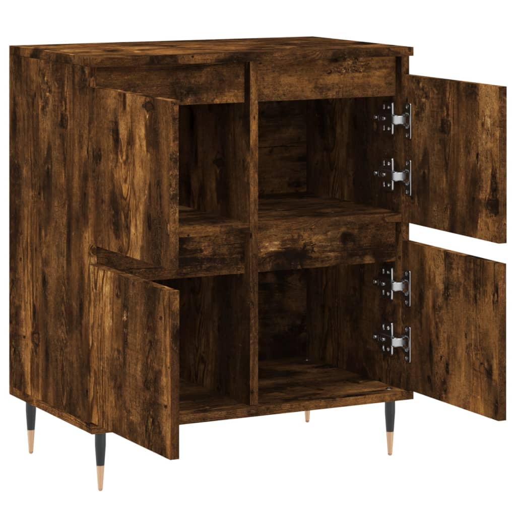 Dressoir 60X35X70 Cm Bewerkt Hout Gerookt Eikenkleurig