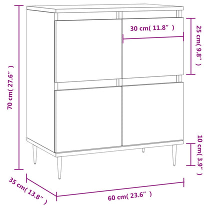 Dressoir 60X35X70 Cm Bewerkt Hout Gerookt Eikenkleurig