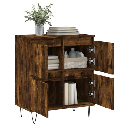Dressoir 60X35X70 Cm Bewerkt Hout Gerookt Eikenkleurig