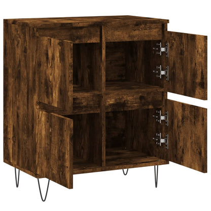 Dressoir 60X35X70 Cm Bewerkt Hout Gerookt Eikenkleurig